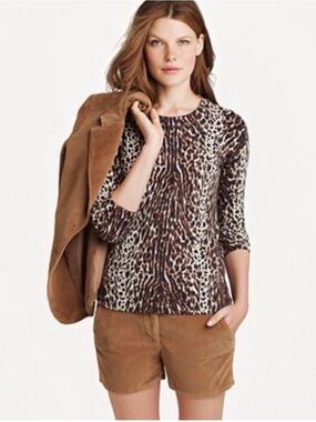 JCrew Tippi Merino Crewneck Sweater in Cheetah print 🐆